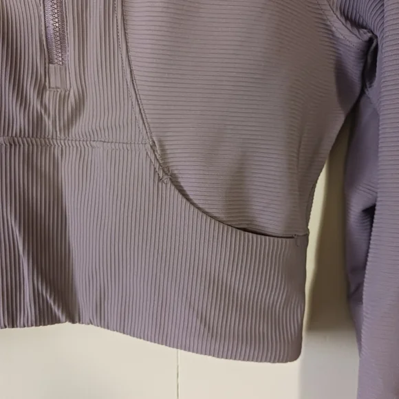 90 Degree By Reflex Interlink Ribbed Half Zip Long Sleeve Crop Top - Picture 6 of 11